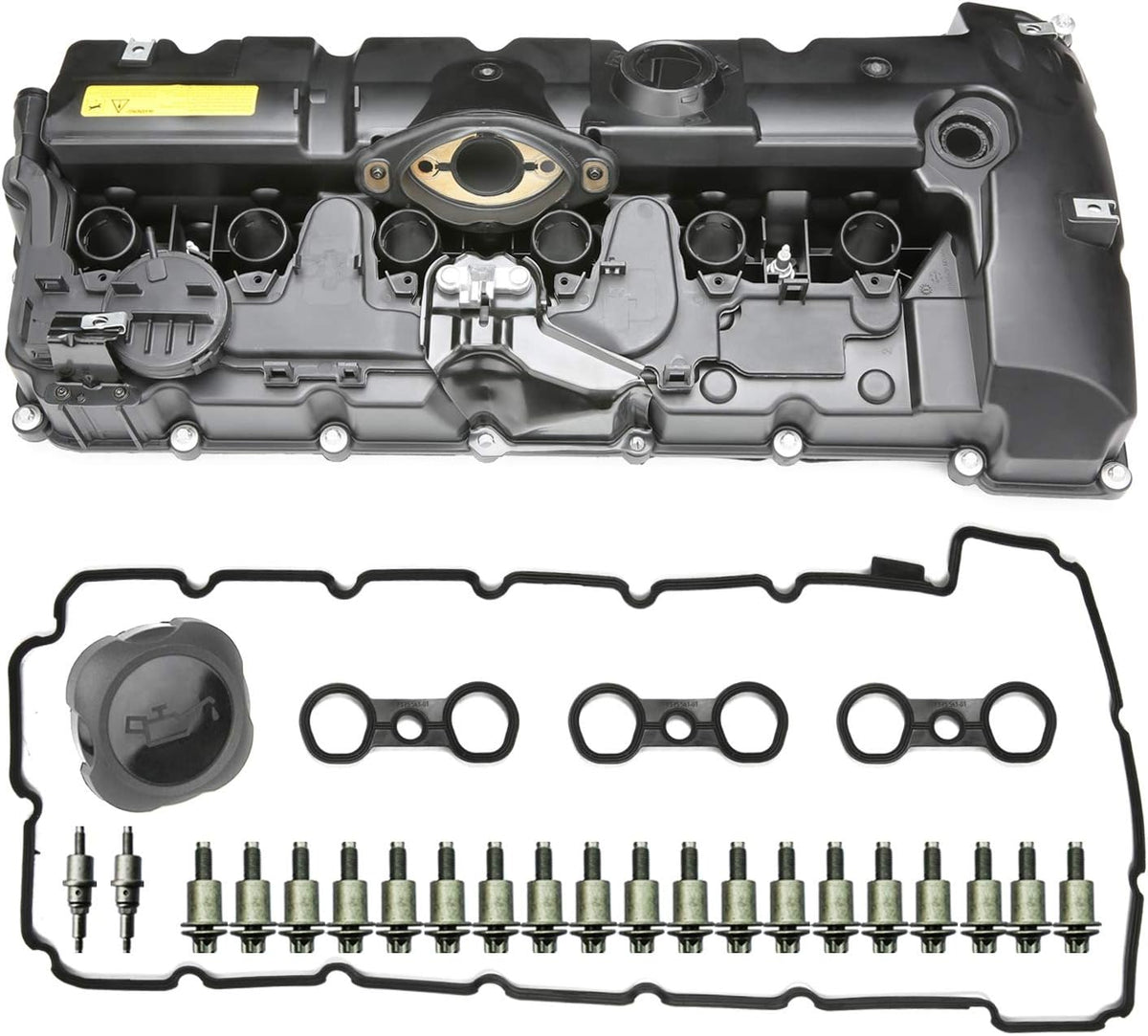 N52 Engine Valve Cover Kit with Oil Cap, Gaskets, Spark Plug Seals, Bolts H244