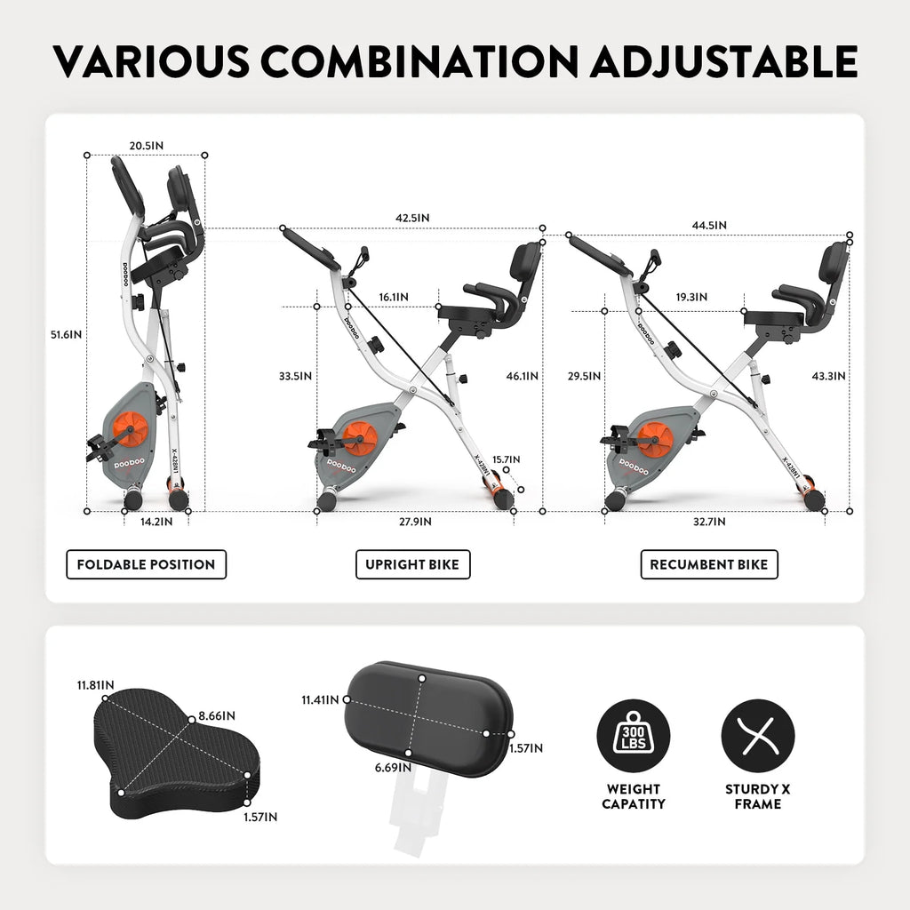 Upright Folding Magnetic Exercise Bike with Arm Resistance Bands V6216