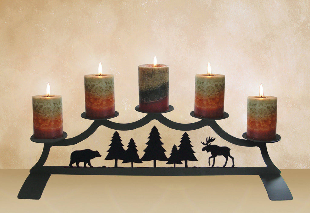 Pinecone Fireplace Pillar Candle Holder J431