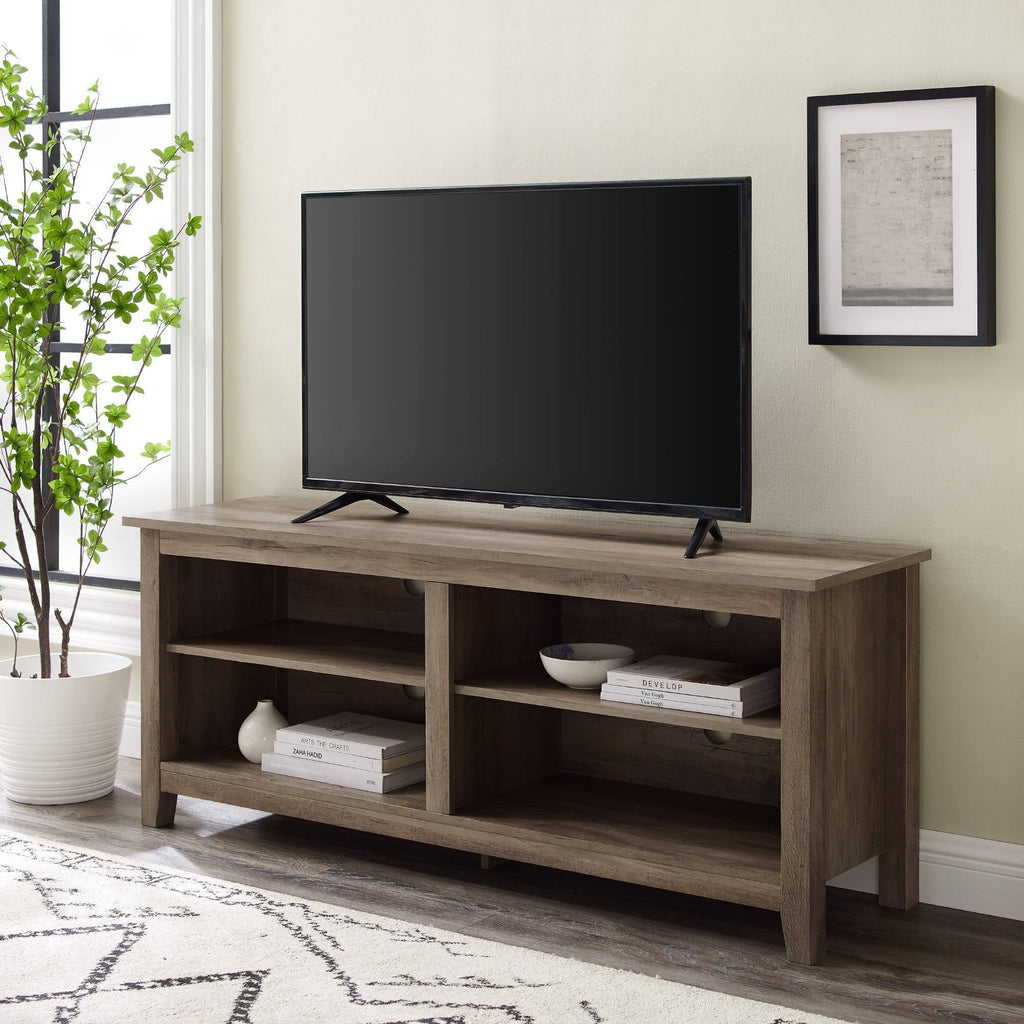 Gray Wash Wood TV Media Stand Storage Console C41964