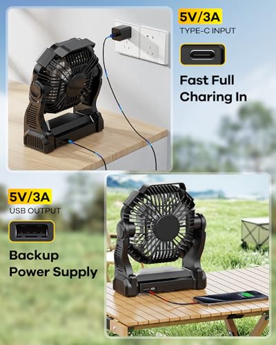 30000mAh Rechargeable Portable Camping Fan with LED Lantern D92455