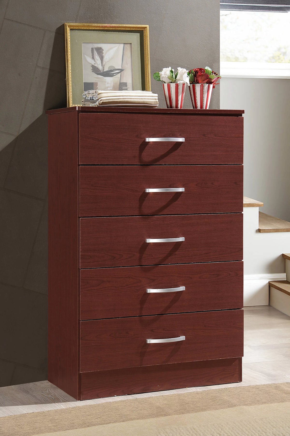 5 Drawer Wood Chest E396