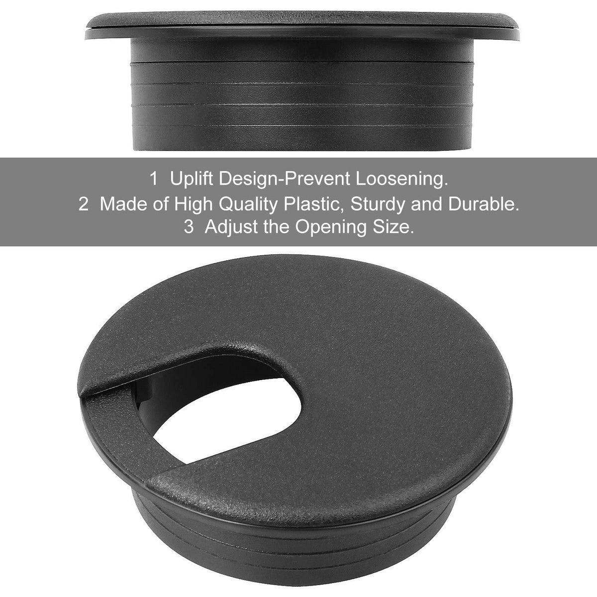 2 Desk Grommet Black, 30PACK Wire Cable Hole Cover PC Computer Desk Plastic Grommet Cord, Tidy Cable Wire Grommet for Office PC Computer Desk Cord Management, (50mm Mounting Hole Diameter) Pack of 2 R371