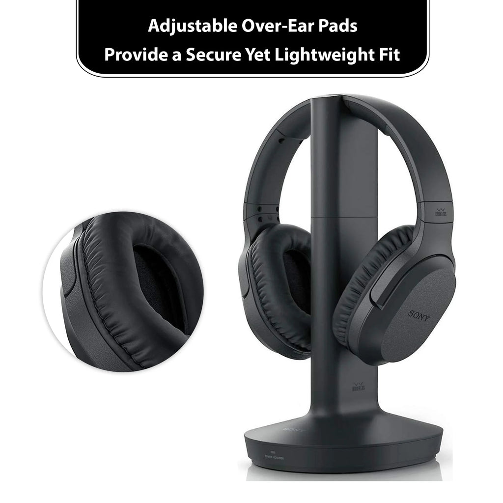 Wireless Over Ear Headphones with Transmitter Dock and RCA Plug Y-Adapter U780376