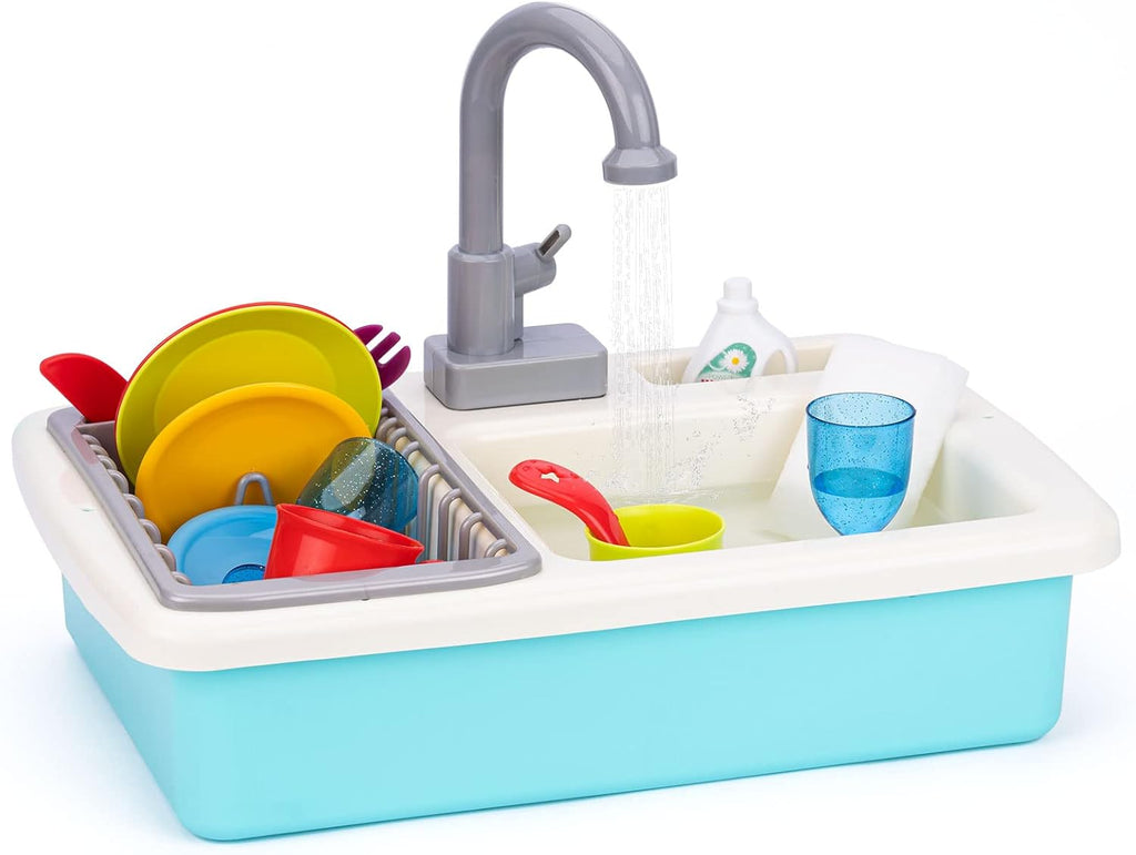 20 PCS Baby Bath Play Sink Toys, Electric Dishwasher Play Kitchen Set with Running Water F130