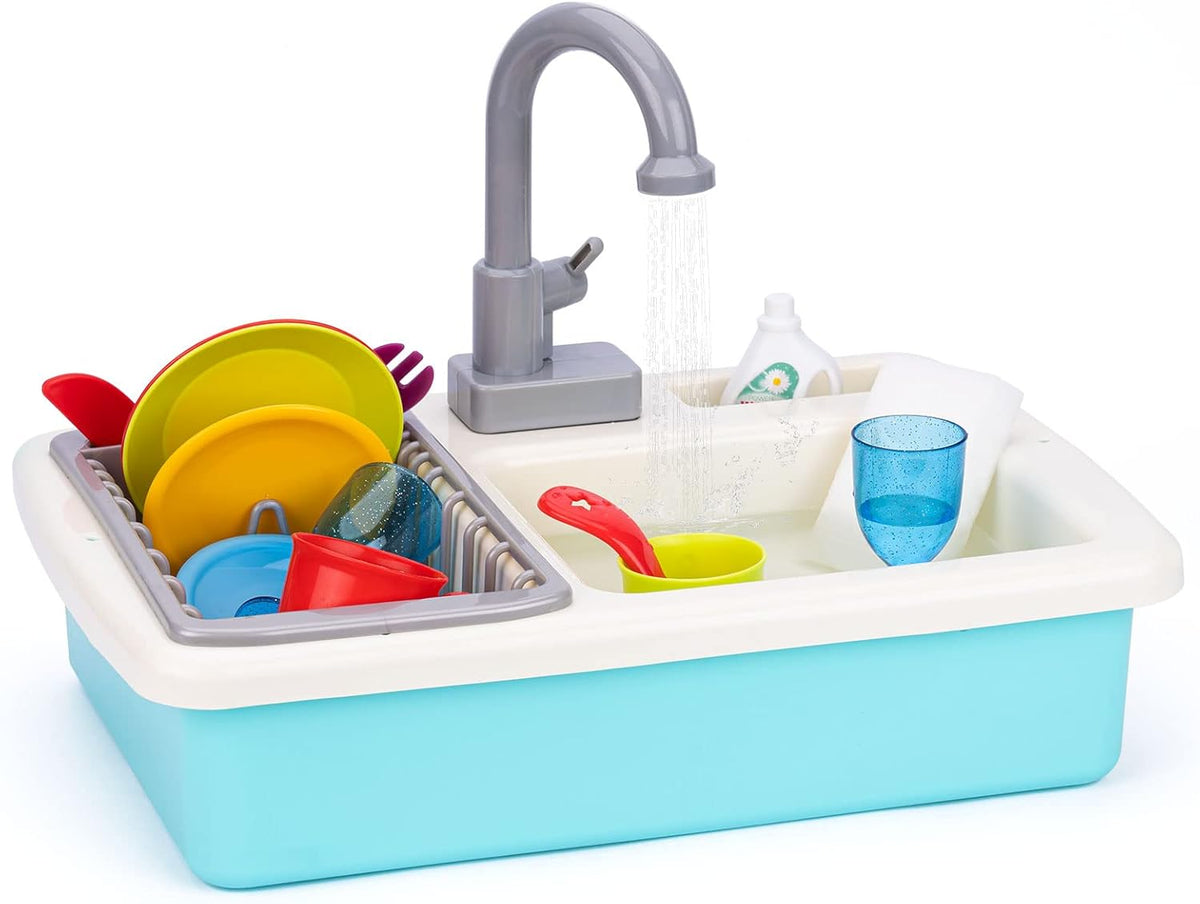 20 PCS Baby Bath Play Sink Toys, Electric Dishwasher Play Kitchen Set with Running Water F130