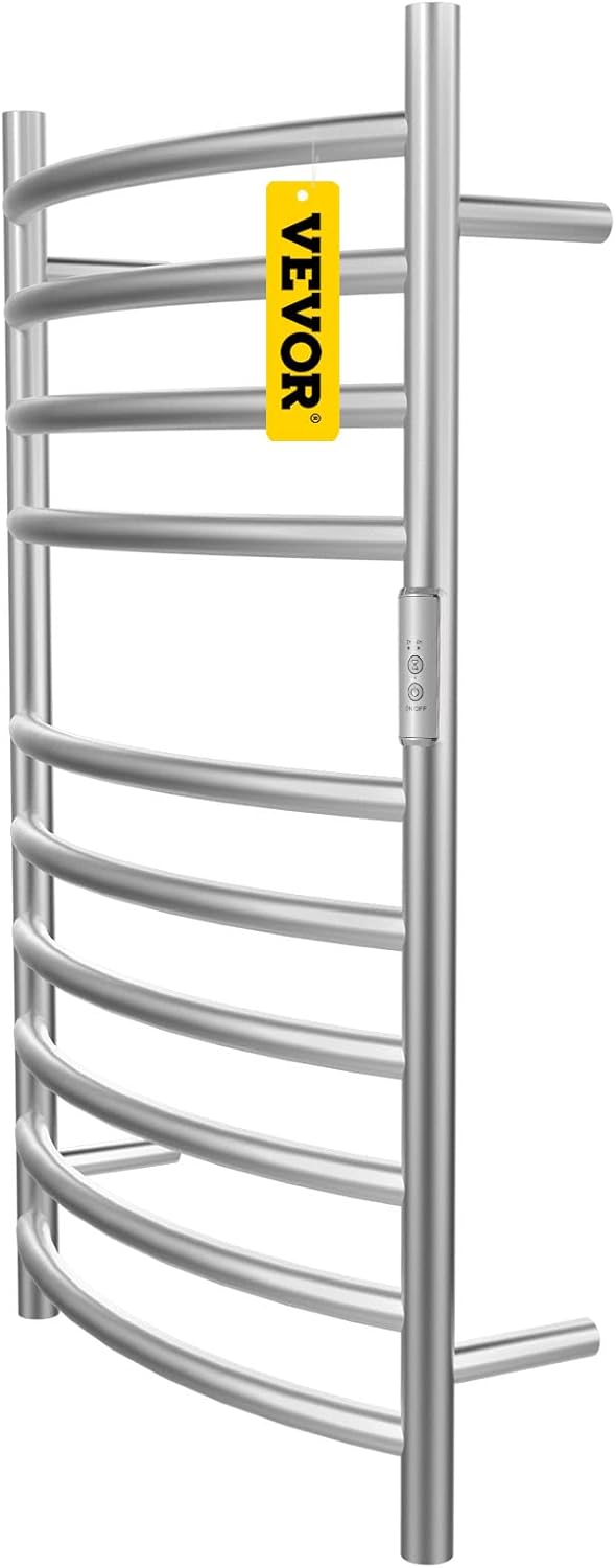 4 Bars Curved Stainless Steel Heated Towel Rack with Timer X3654
