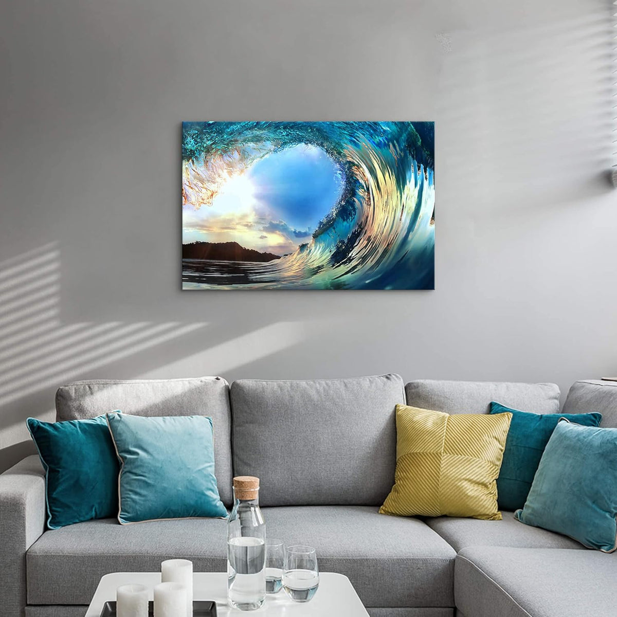 Blue Ocean Waves Canvas Wall Art V46556