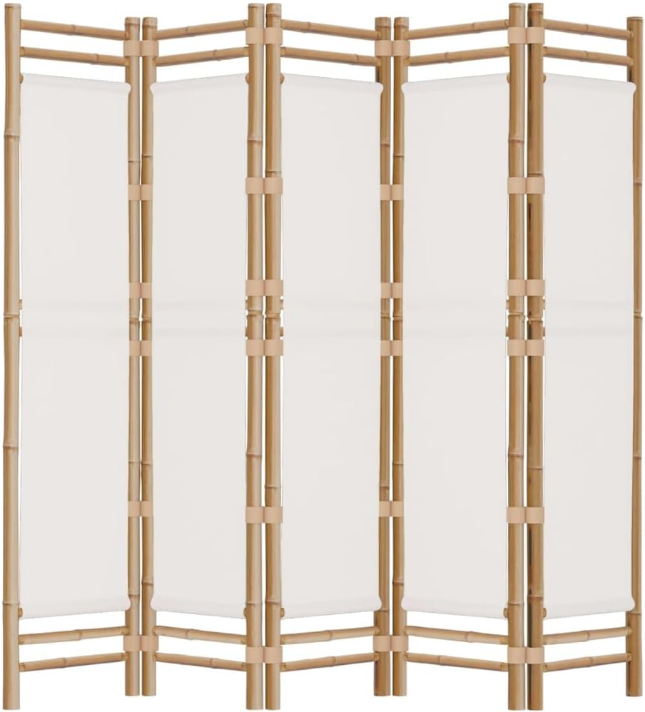 78.7" Bamboo and Canvas Folding Room Divider T6810