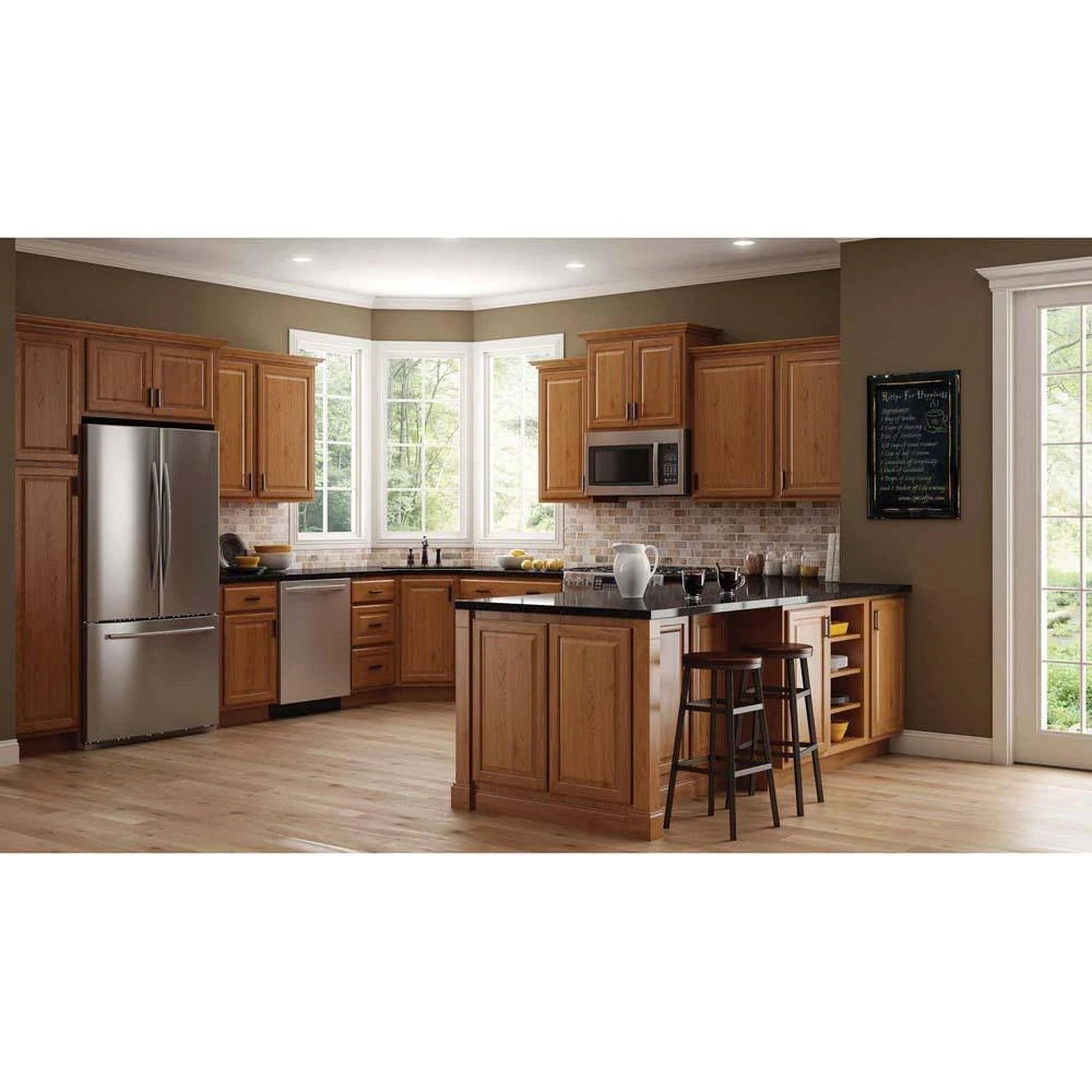 Medium Oak Diagonal Corner Wall Kitchen Cabinet J29206
