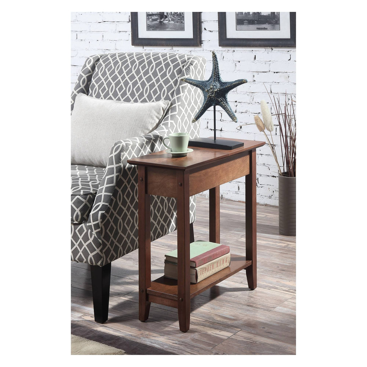 Walnut Flip Top End Table K358