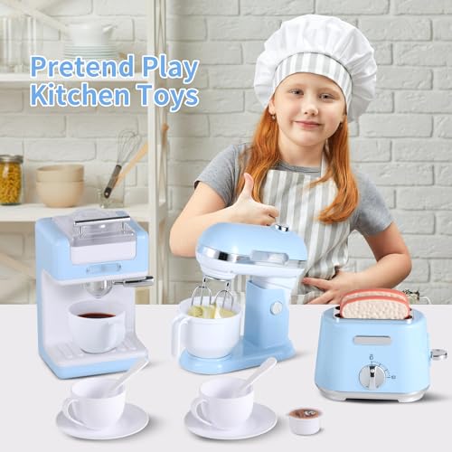 Pink Toy Kitchen Set with Coffee Maker, Mixer and Toaster E6646