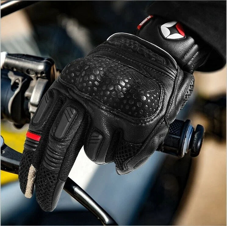 Leather Motorcycle Full Finger Touchscreen Riding Gloves Z47105