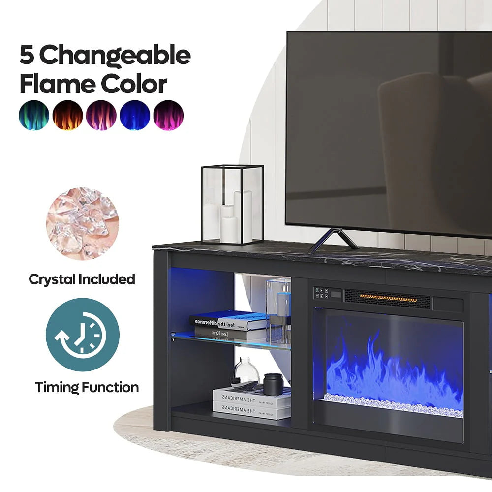 Black Electric Fireplace TV Stand C63376