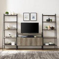 3-Piece Ladder Shelf Entertainment Wall Grey Wash T528
