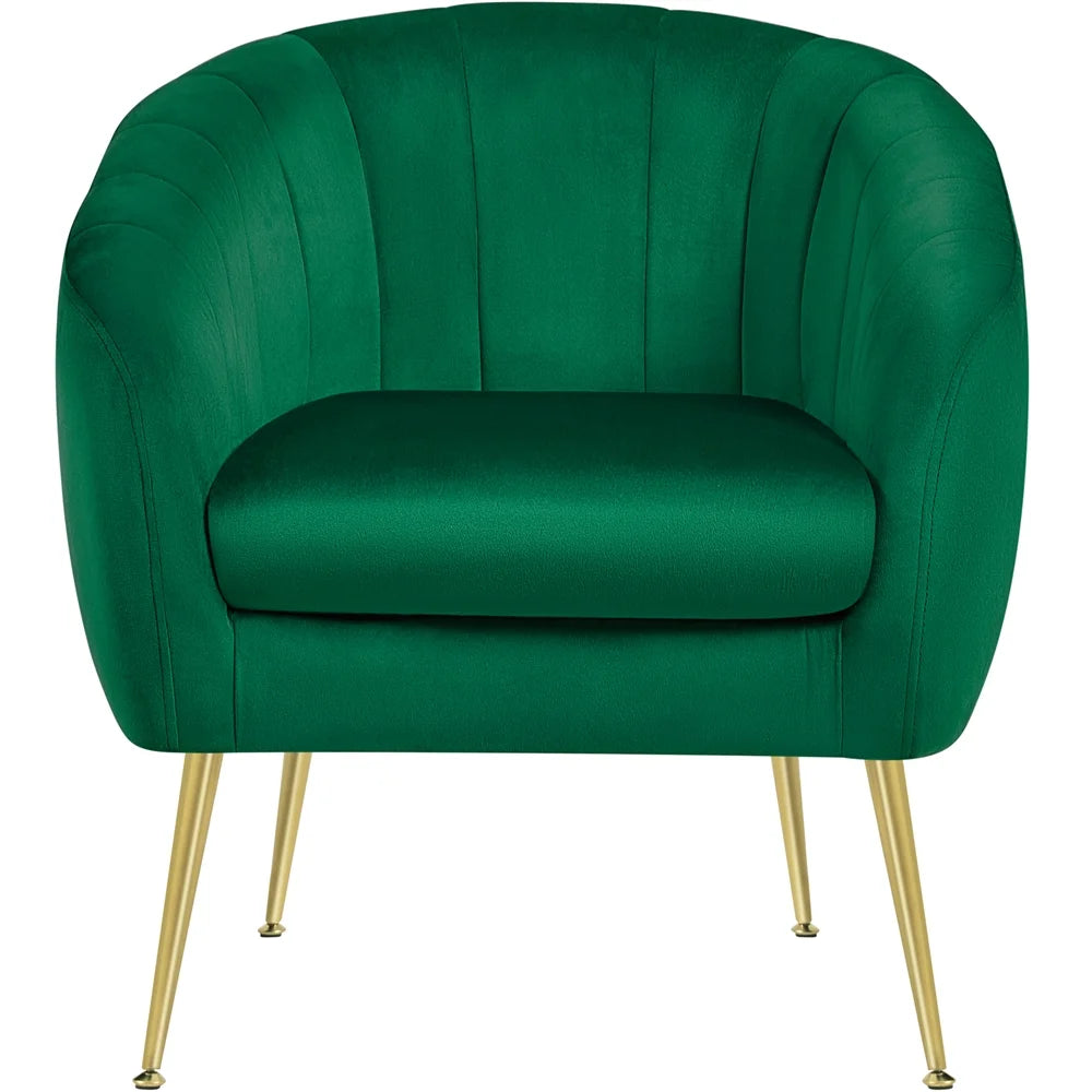 Green Channel Tufted Accent Armchair with Gold Metal Legs U347