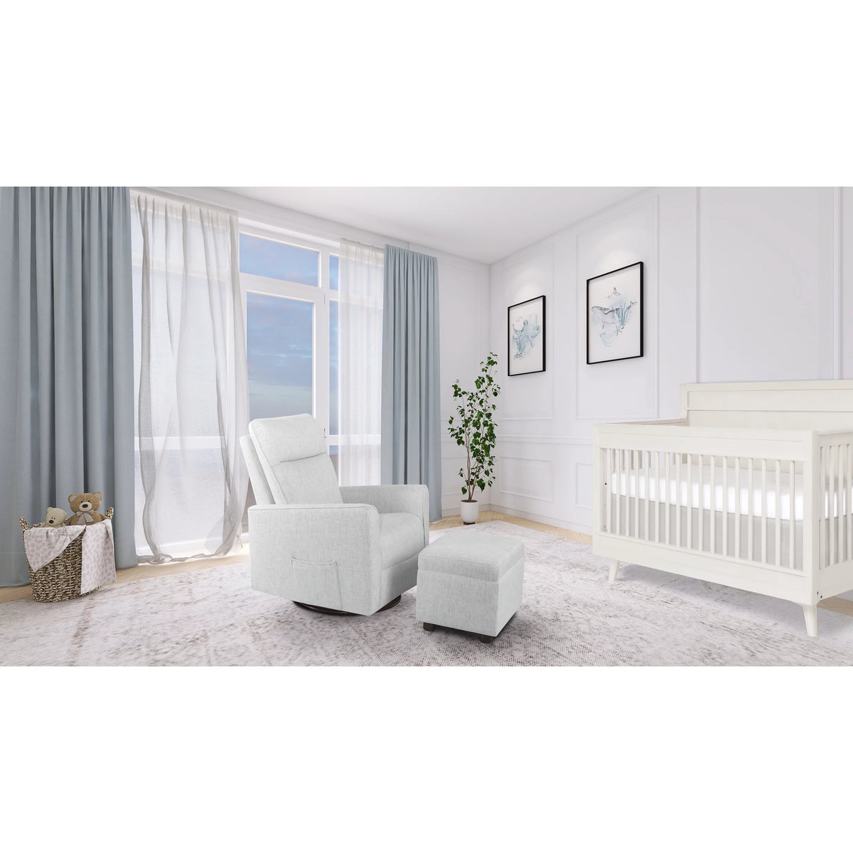 Fog Grey Swivel Glider with Ottoman L33202