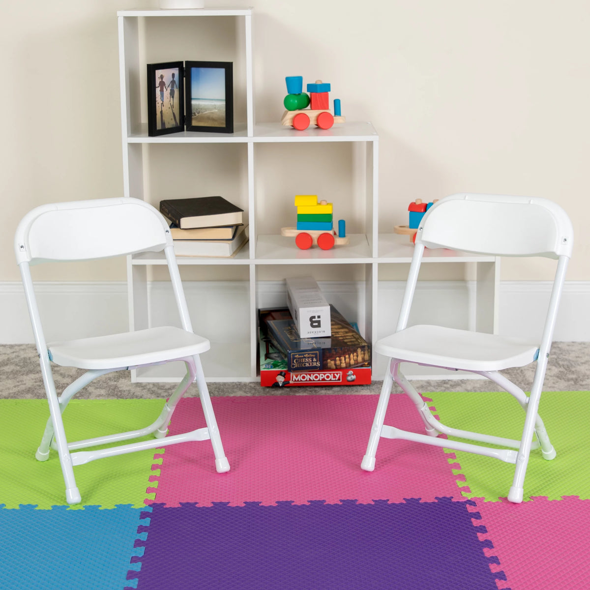 White Plastic Kids Folding Chair W91592