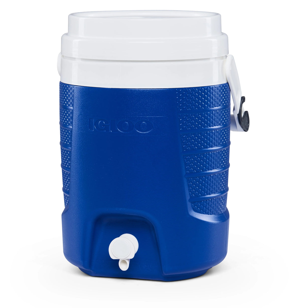 2-Gallon Plastic Beverage Jug with Hooks Blue Y91719