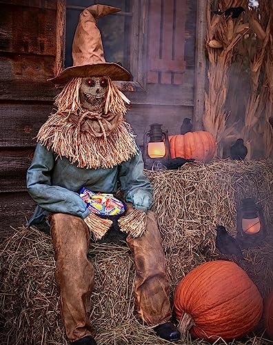 4.5 Ft Scary Sitting Scarecrow Animatronic Z117