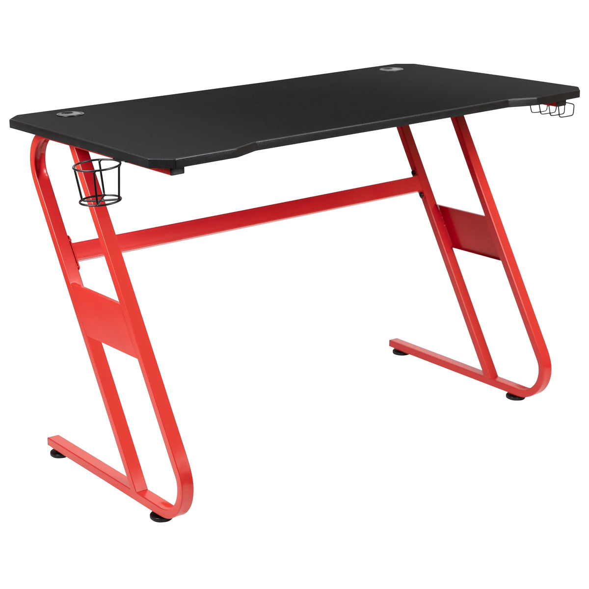 Red Ergonomic Gaming Desk with Cup Holder V696