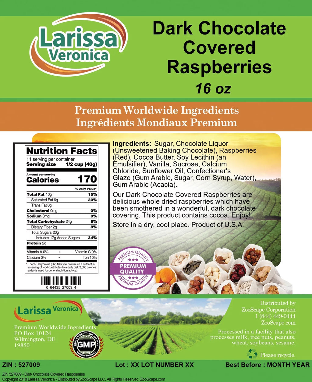 Dark Chocolate Covered Raspberries 16 oz 2-Pack D33293