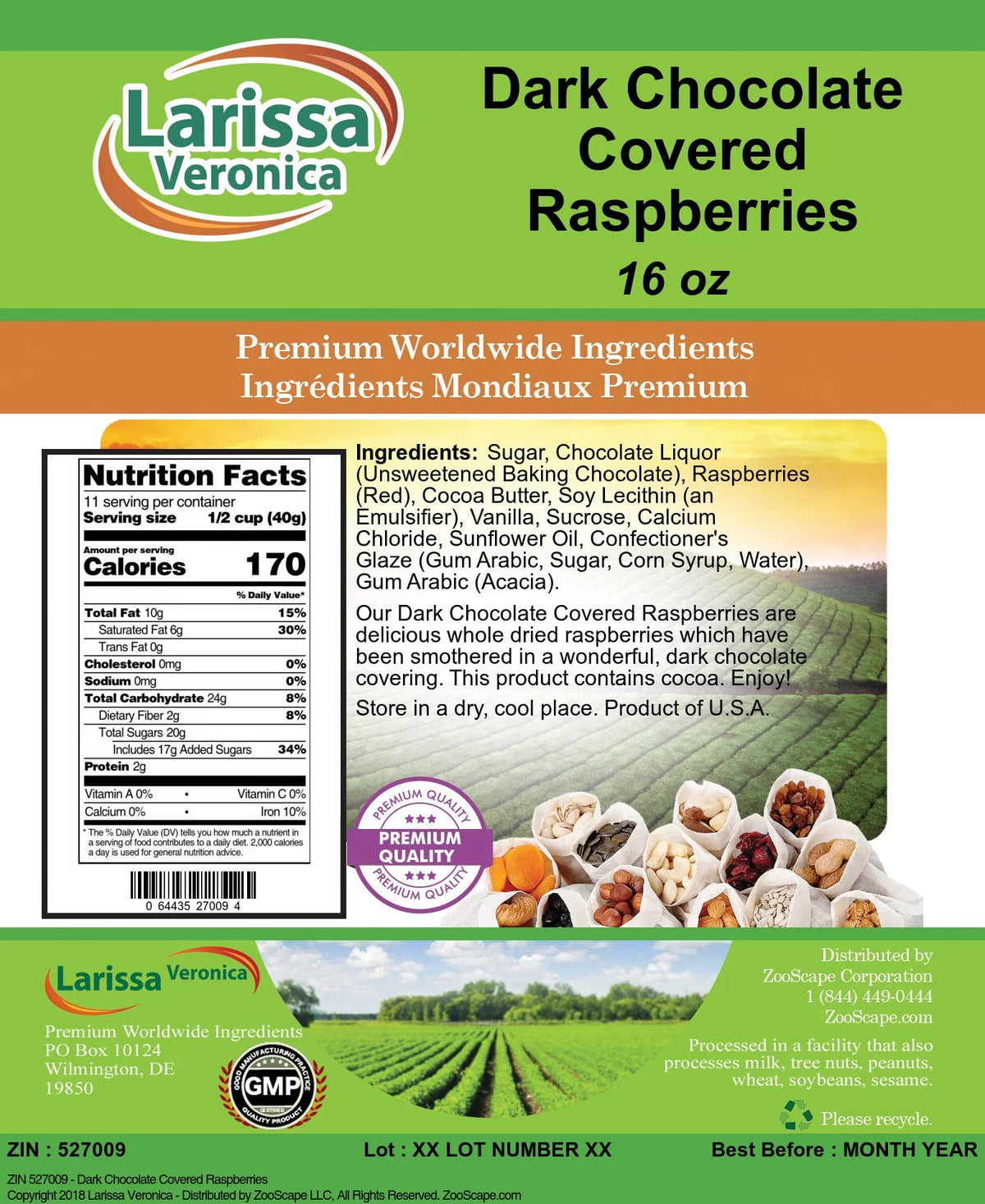 Dark Chocolate Covered Raspberries 16 oz 2-Pack D33293