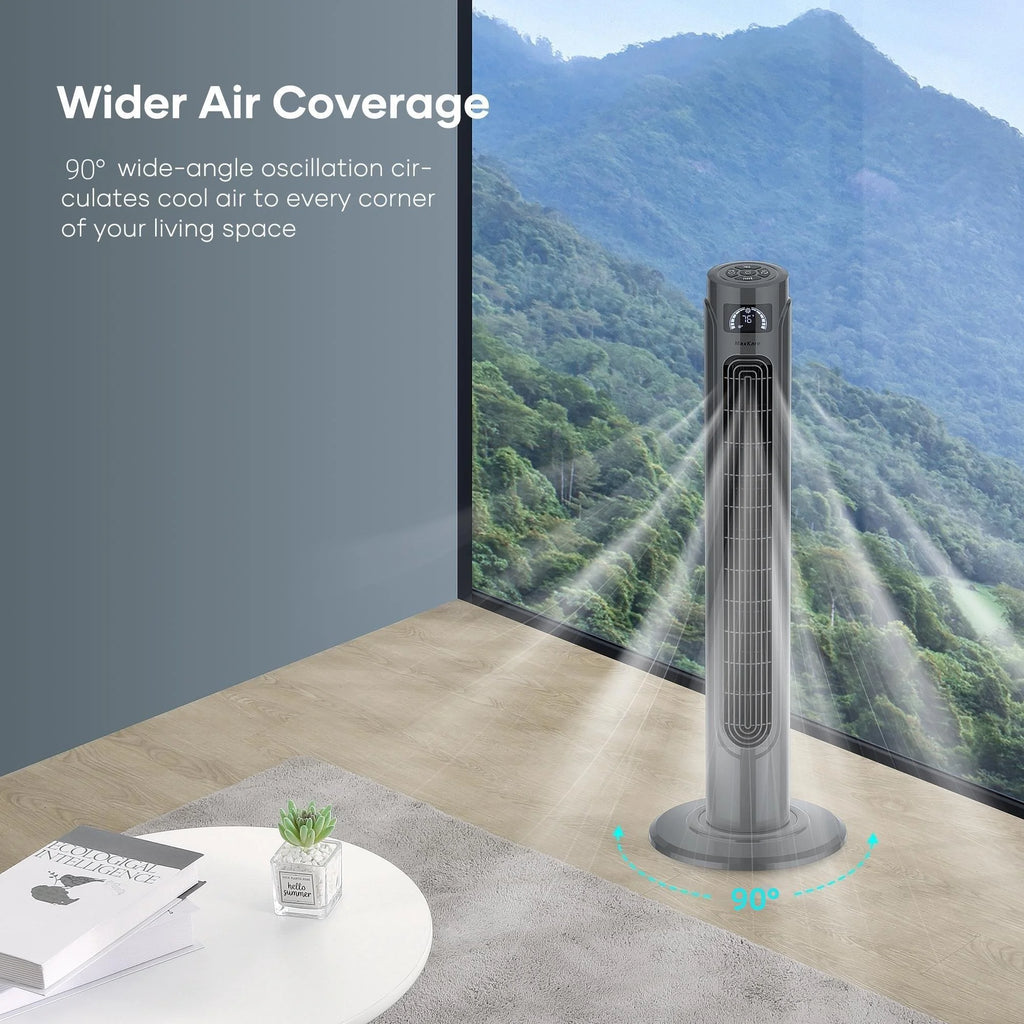 36 Tower Fan with Remote, 3 Speeds 3 Modes 15H Timer, 90° Oscillating, Grey W262018