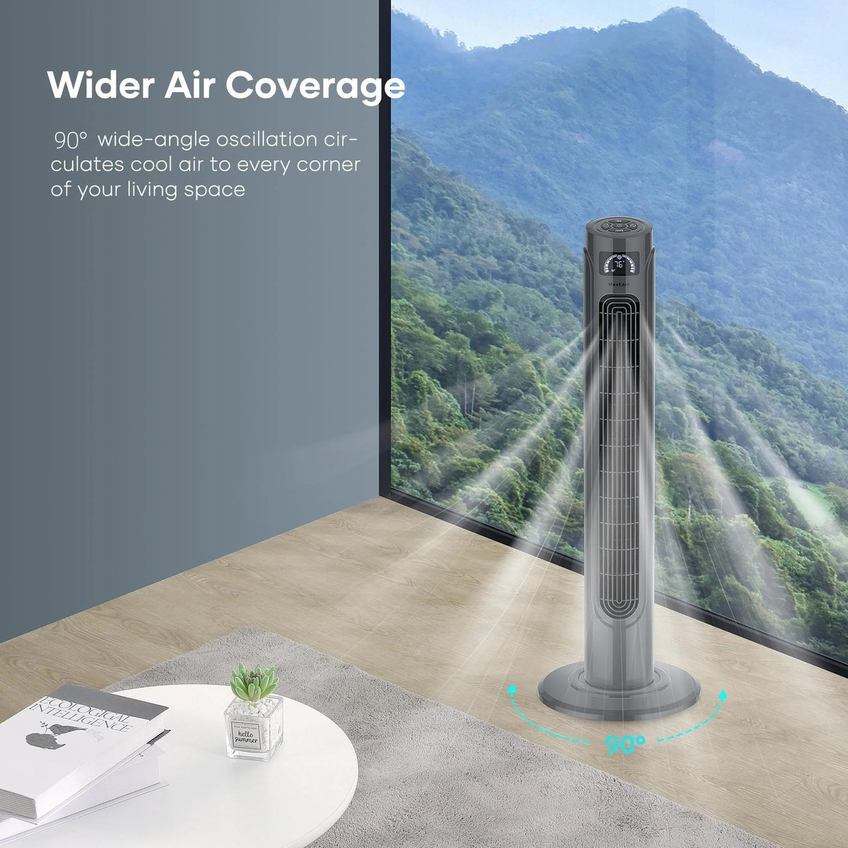 36 Tower Fan with Remote, 3 Speeds 3 Modes 15H Timer, 90° Oscillating, Grey W262018