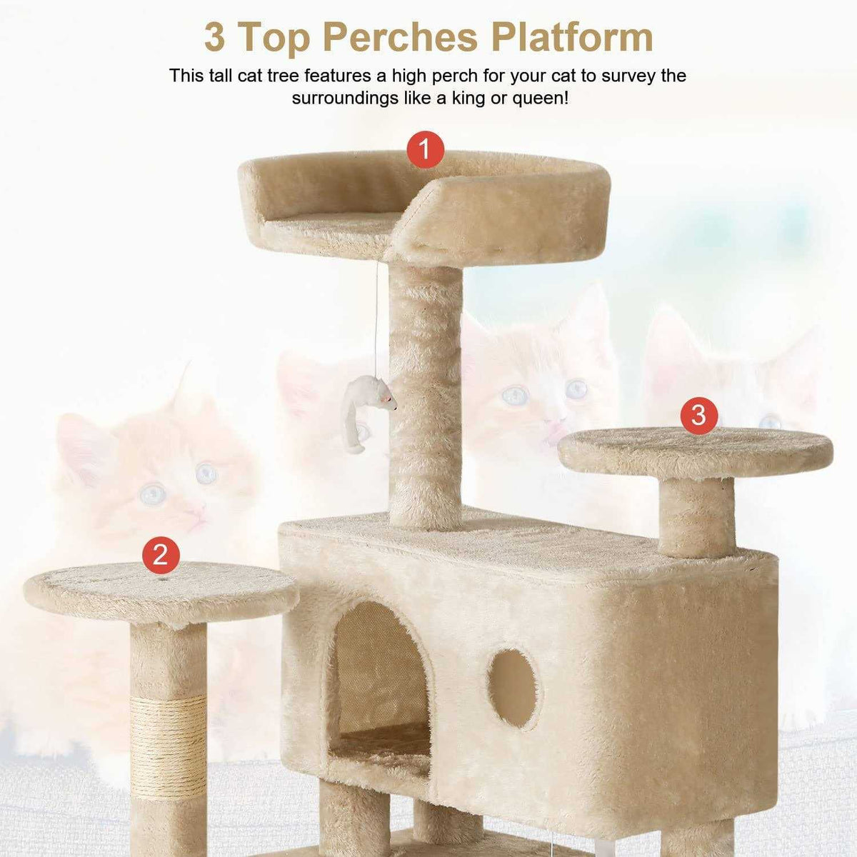 54in Cat Tree Tower with Scratching Posts and Condo H160