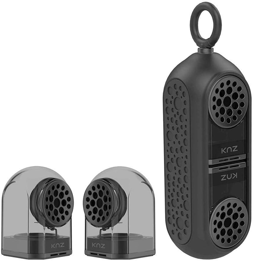 Portable Bluetooth True Wireless Speakers with Magnetic Connectable Base, Gray, Pack of 2 E46627