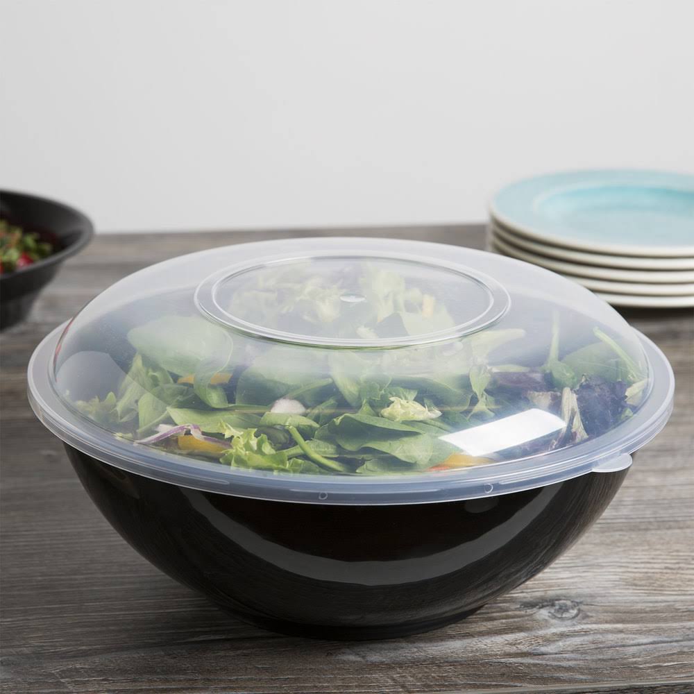 Black High Profile Plastic Catering Bowl - 25/Case F83233