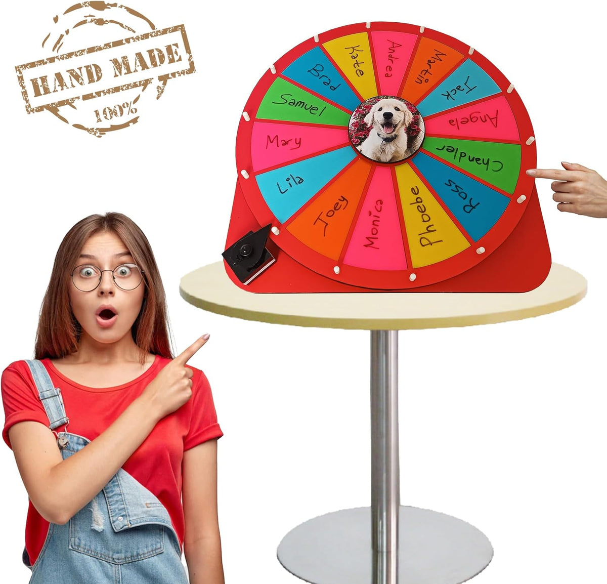 18 Slots Color Tabletop Spinning Prize Wheel D64758
