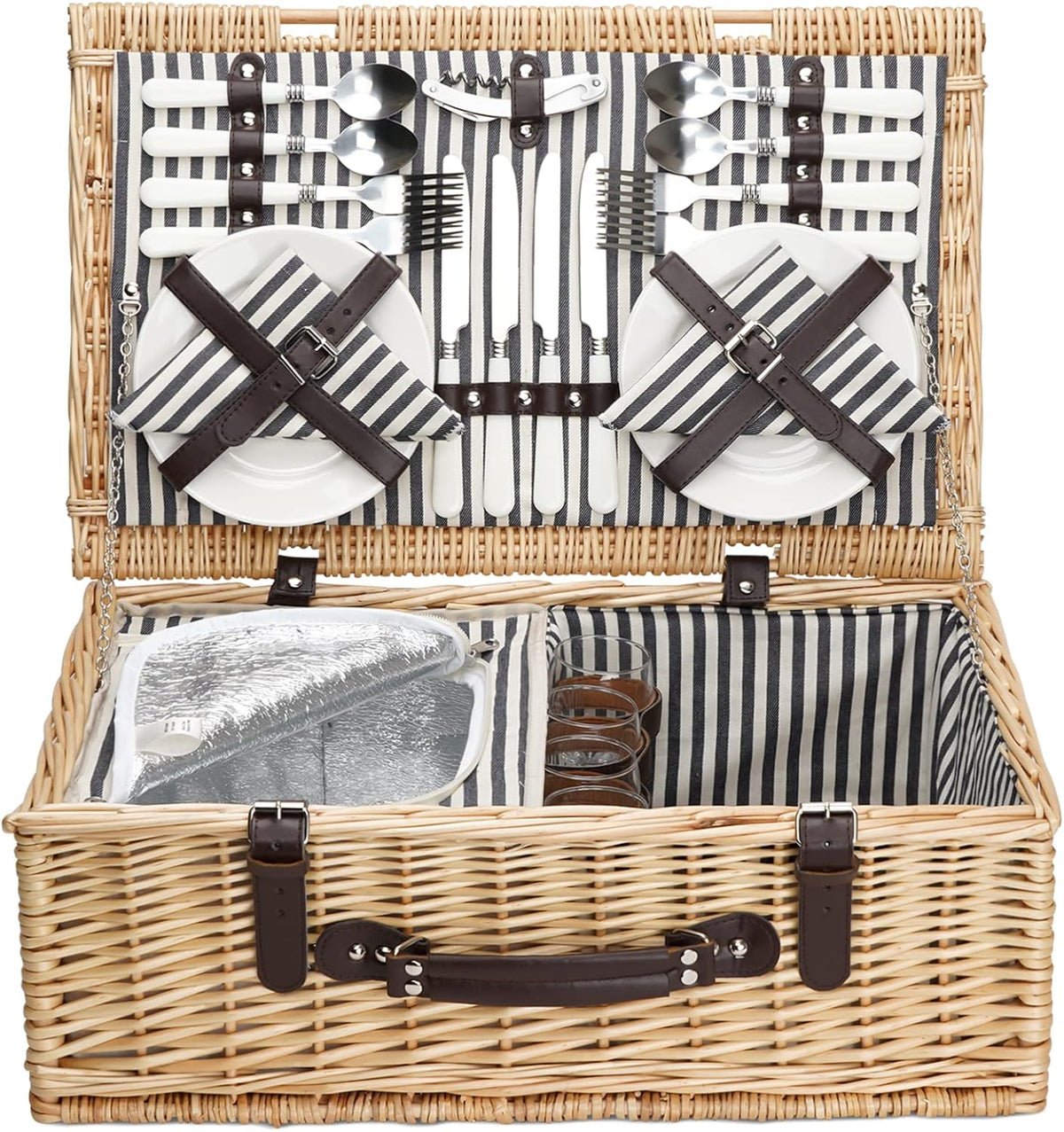 Willow Picnic Basket for 4 Persons with Insulated Cooler Bag T648