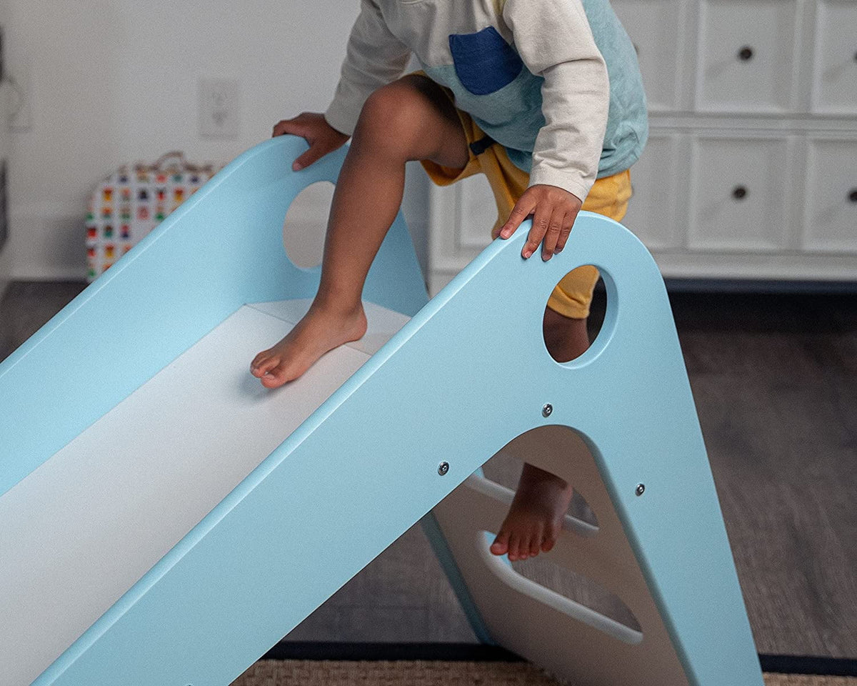 Wooden Indoor Slide for Kids Ages 18mo - 4 Years (Blue) E662281
