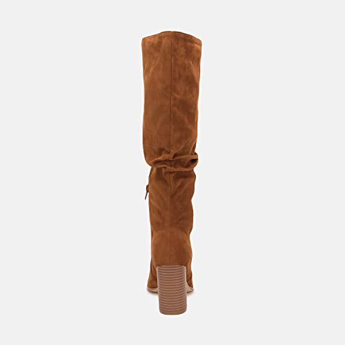 Womens Knee High Boots Chunky High Heel Square Toe Side Zipper Wide Calf Boot T38088