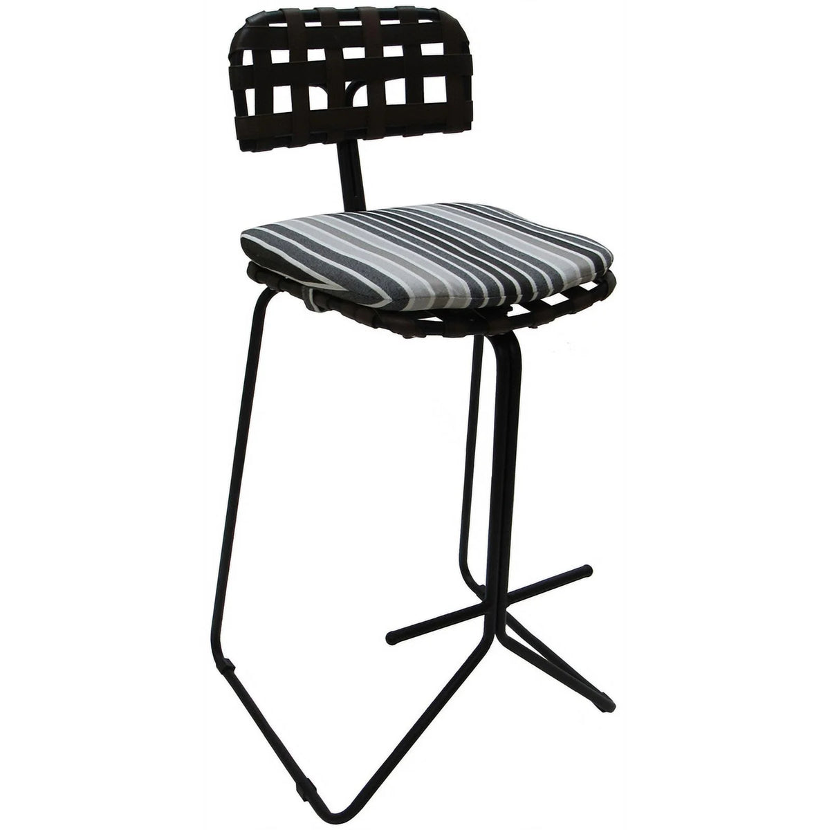 Metal Pub Set 30" Stool Gray Striped Fabric Black Frame G24733