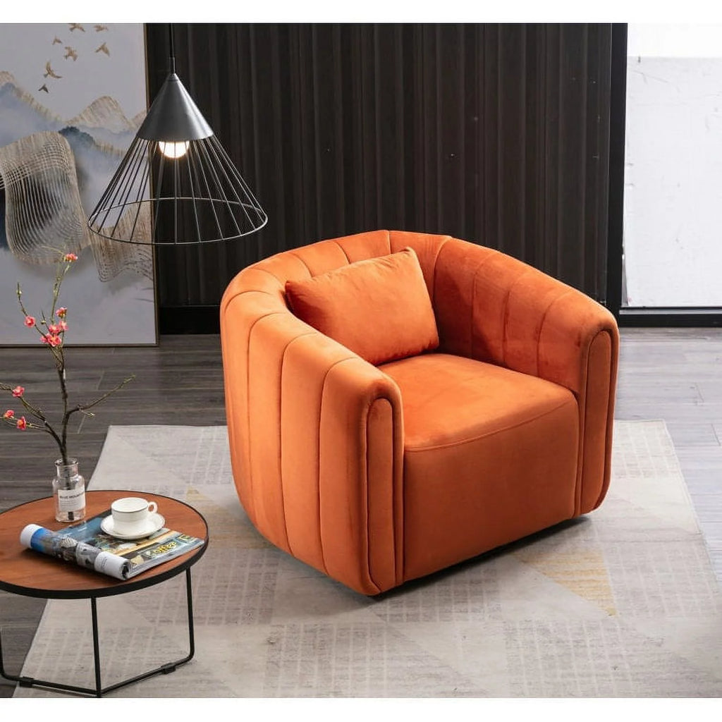 Orange Velvet Swivel Barrel Chair B193