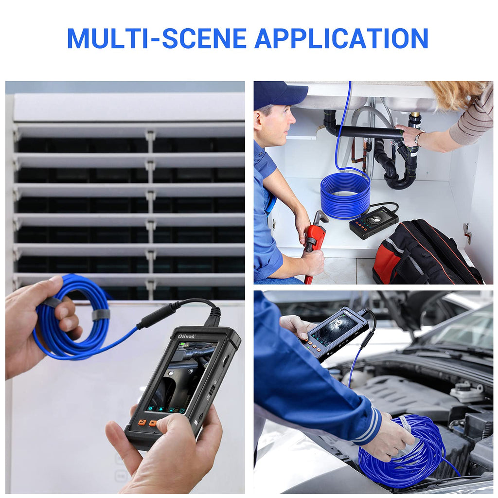 33FT 5.5mm 1080P Waterproof Sewer Inspection Camera with Lights 4.3'' IPS Screen J2031