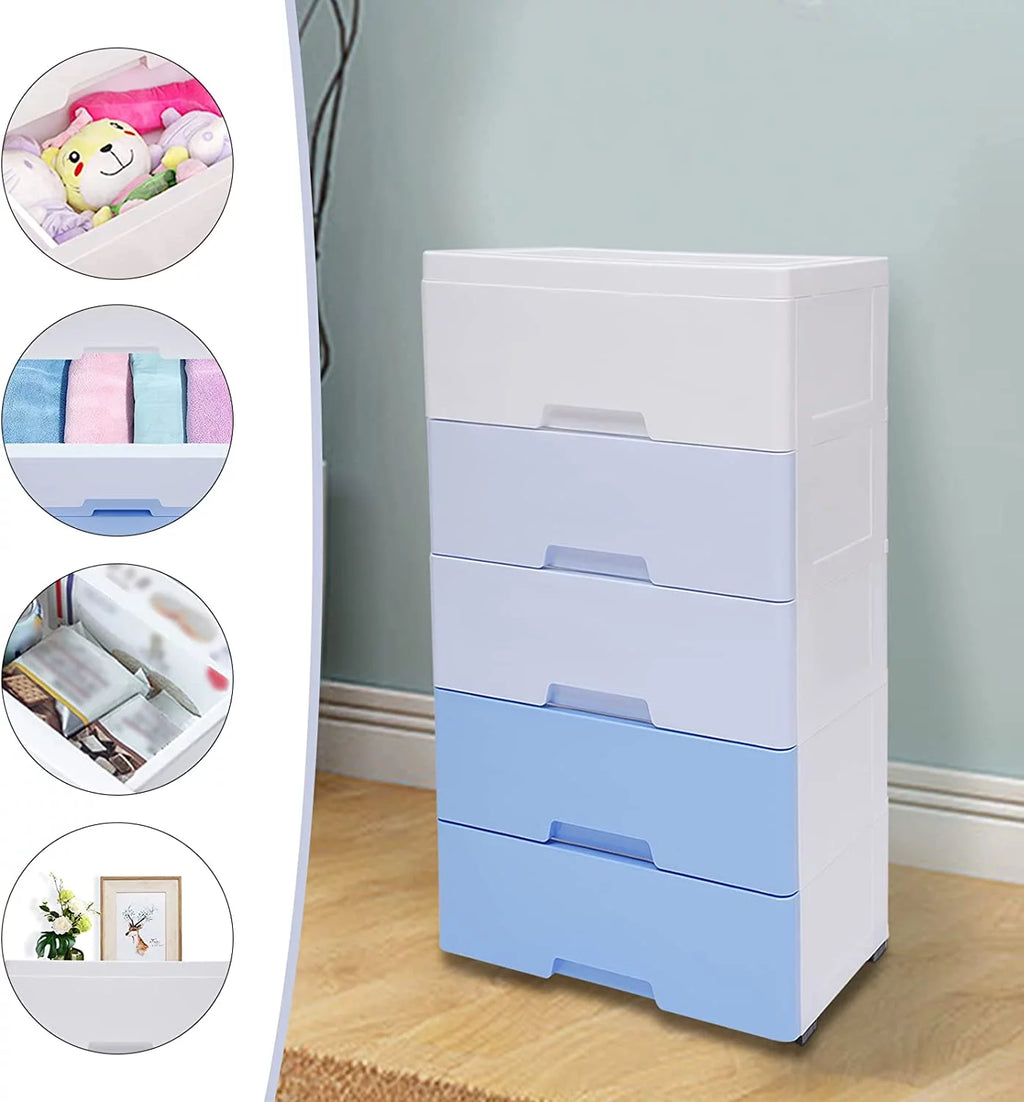 5 Drawers Plastic Storage Cabinet Dresser J53847