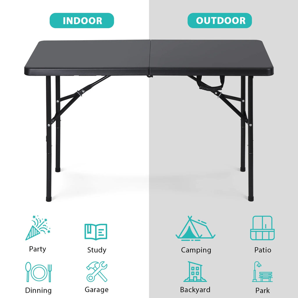 4 Ft Black Folding Plastic Table O6709