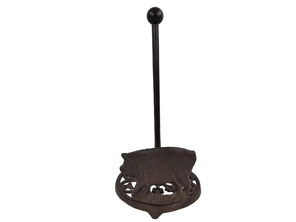 Cast Iron Brown Rustic Pig Paper Towel Holder Z865318