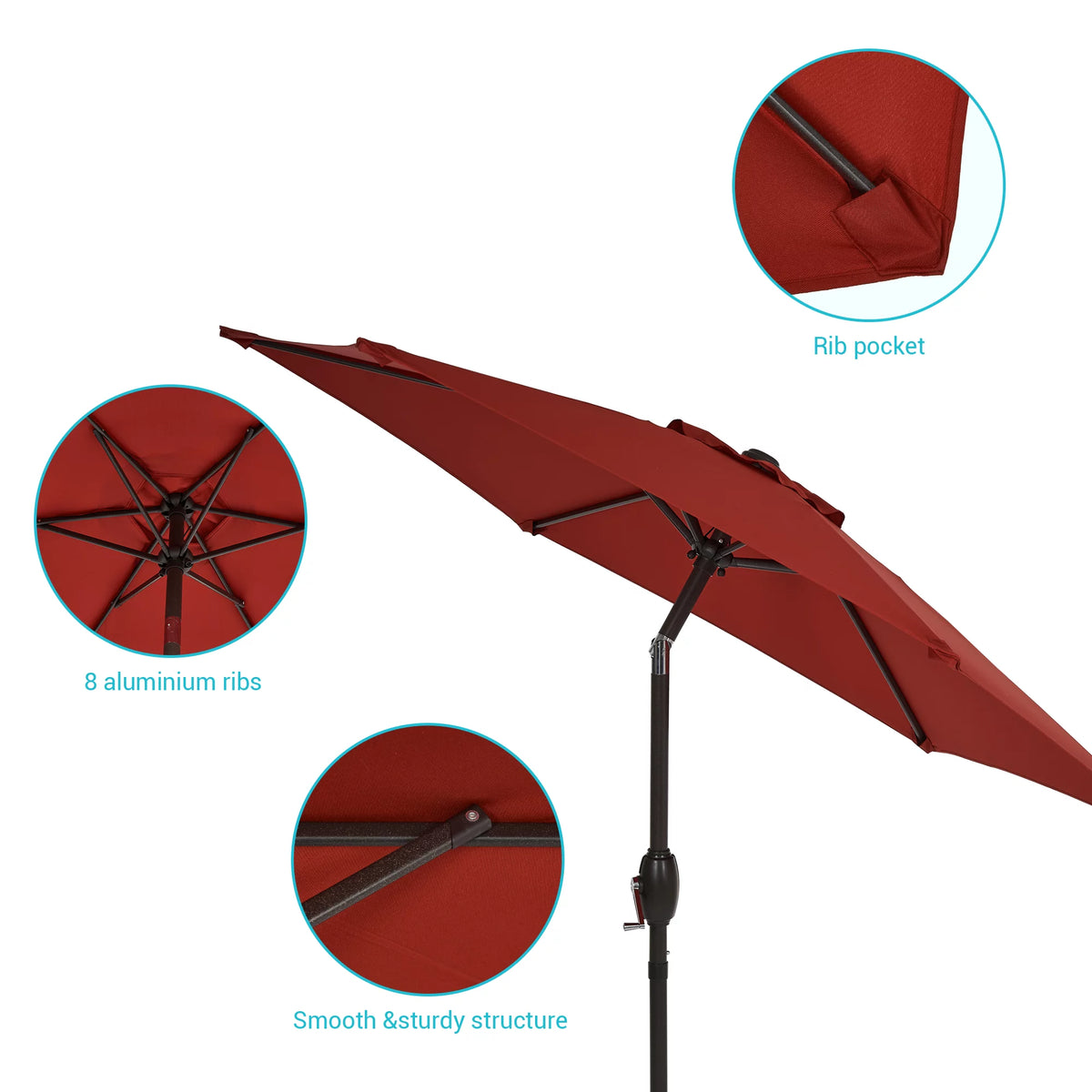 7.5 FT Outdoor Patio Market Umbrella with Tilt Button W7476