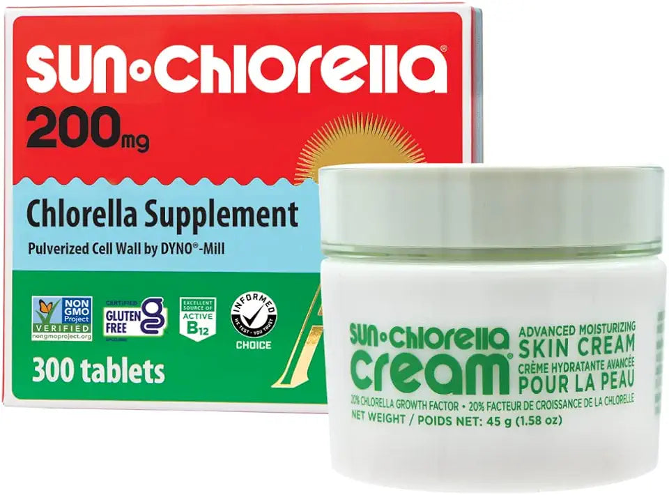 Chlorella Supplement 200 mg 300ct and Moisturizing Skin Cream 1.58 oz E317