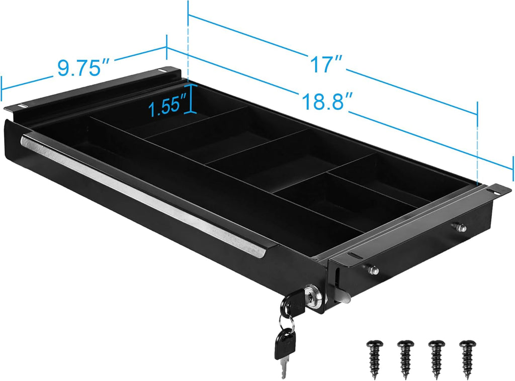 18.8 inch Under Desk Pull-Out Drawer with Lock Sliding Metal Pencil Drawer S46242