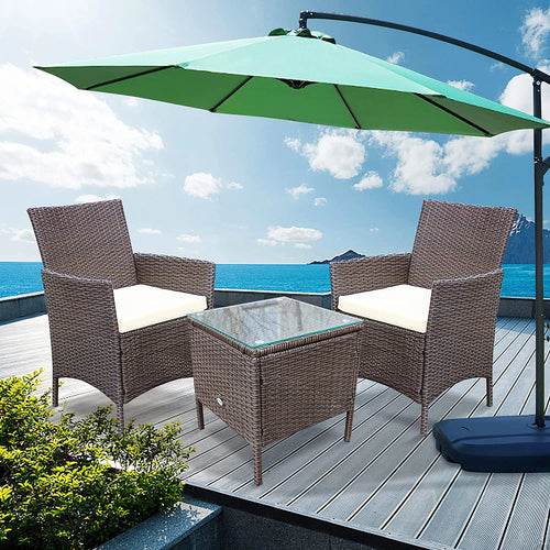 3 Pieces Beige Rattan Wicker Outdoor Furniture Set B2643