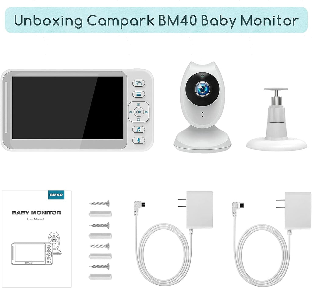 White 4.3 inch LCD Video Baby Monitor with Camera and Audio J4135