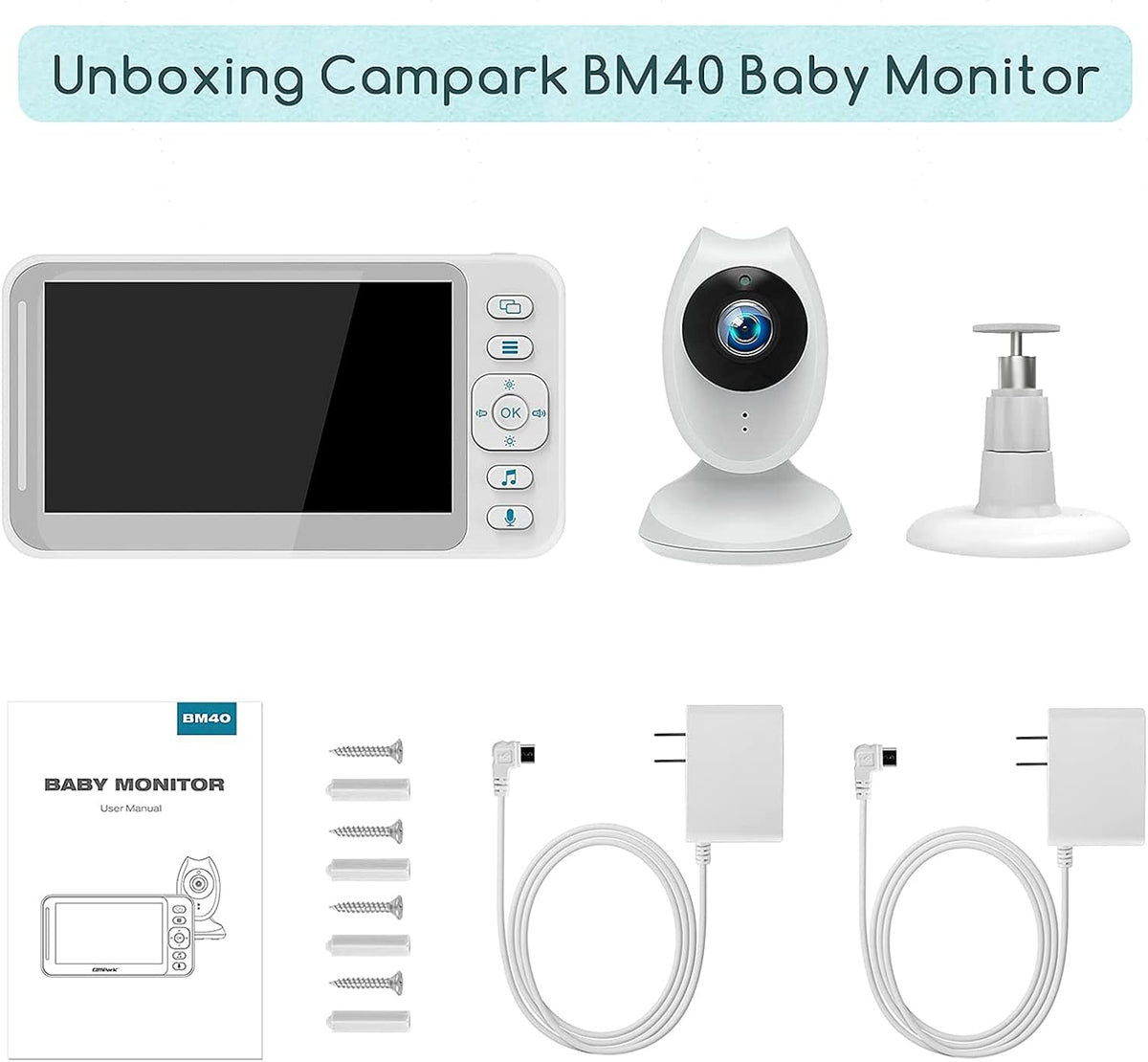 White 4.3 inch LCD Video Baby Monitor with Camera and Audio J4135