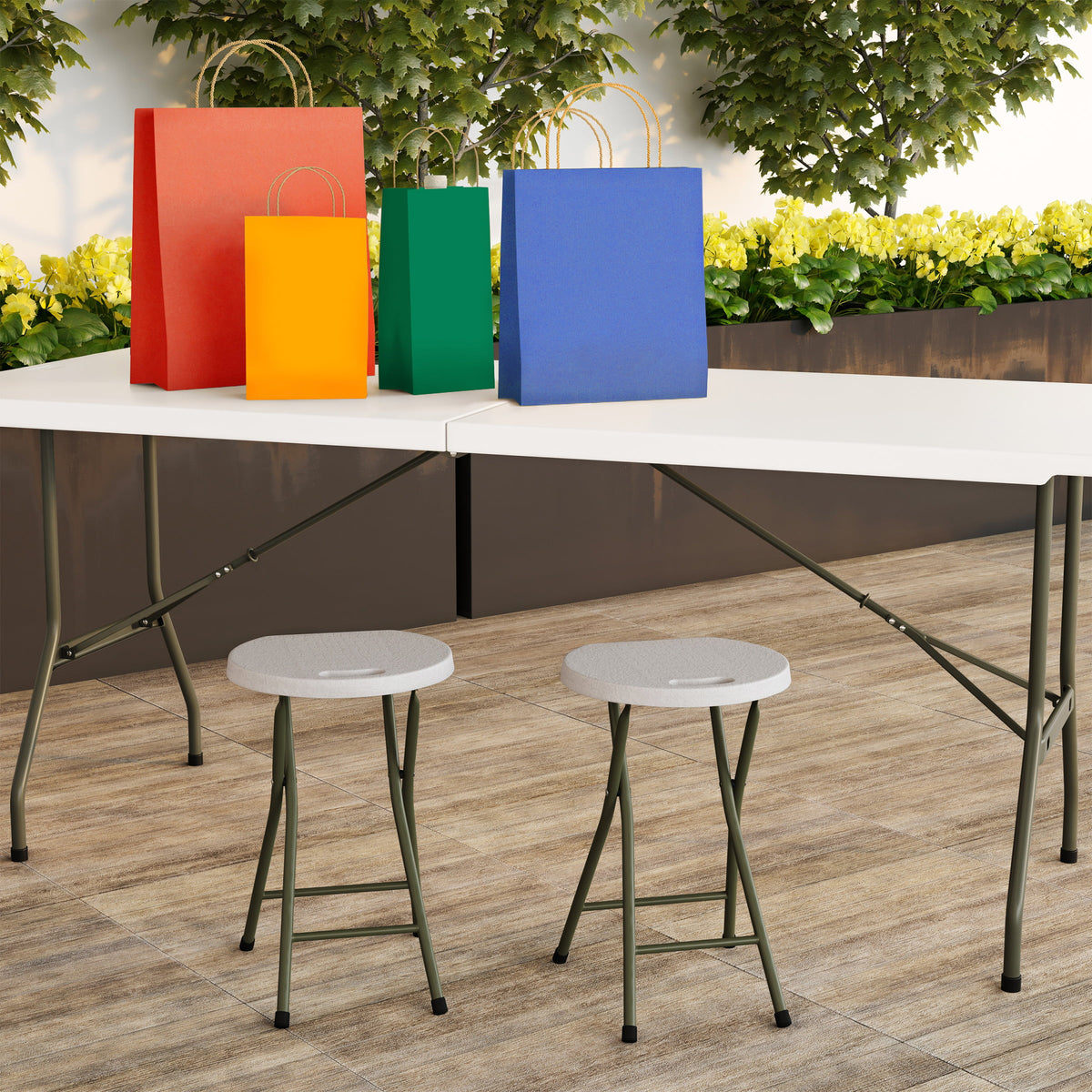 White Set of 2 Portable Bar Stool G693597