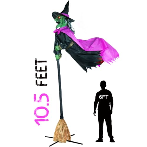 10.5FT Animated Flying Witch Halloween Decoration T425
